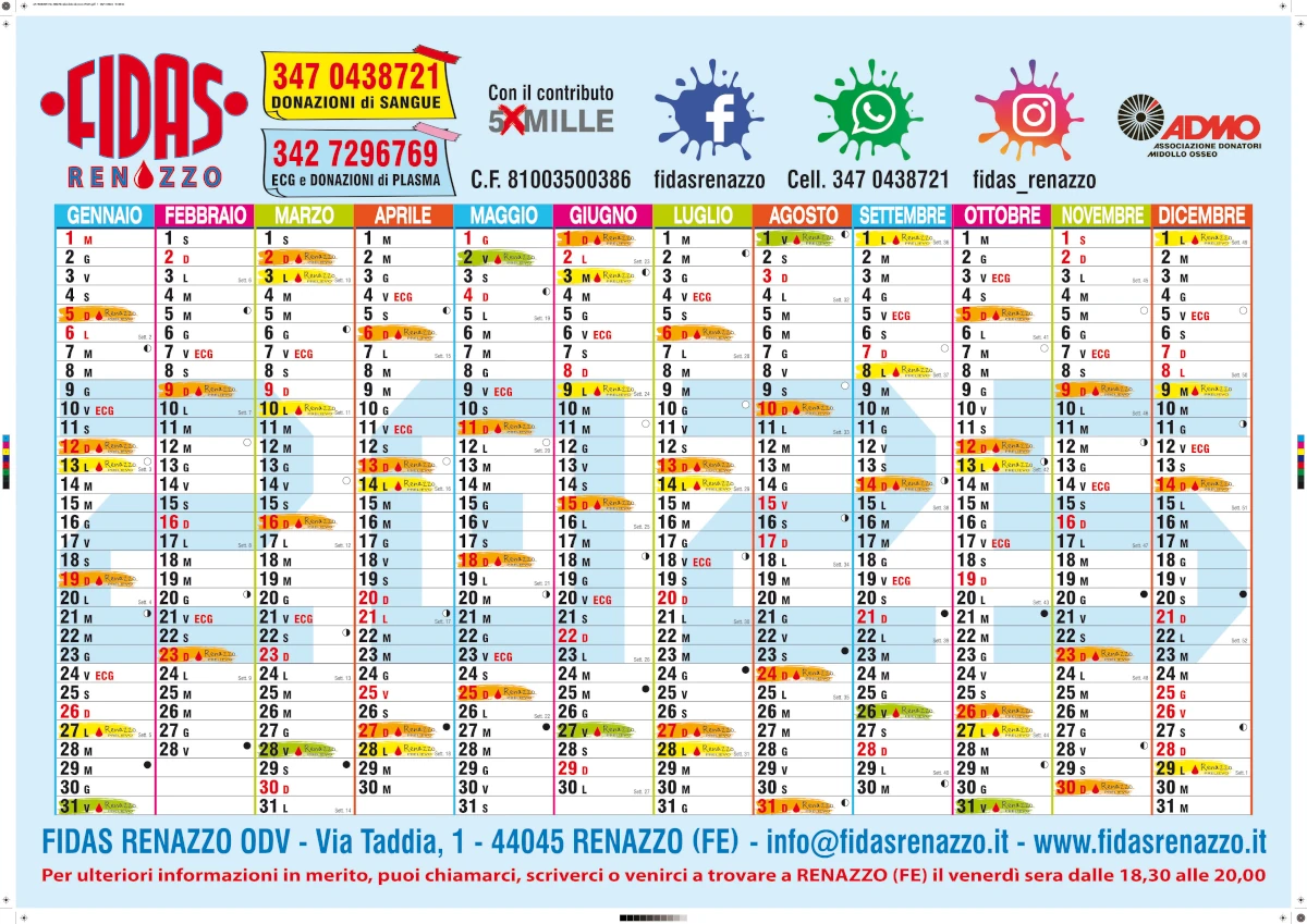 Calendario Donazioni 2025